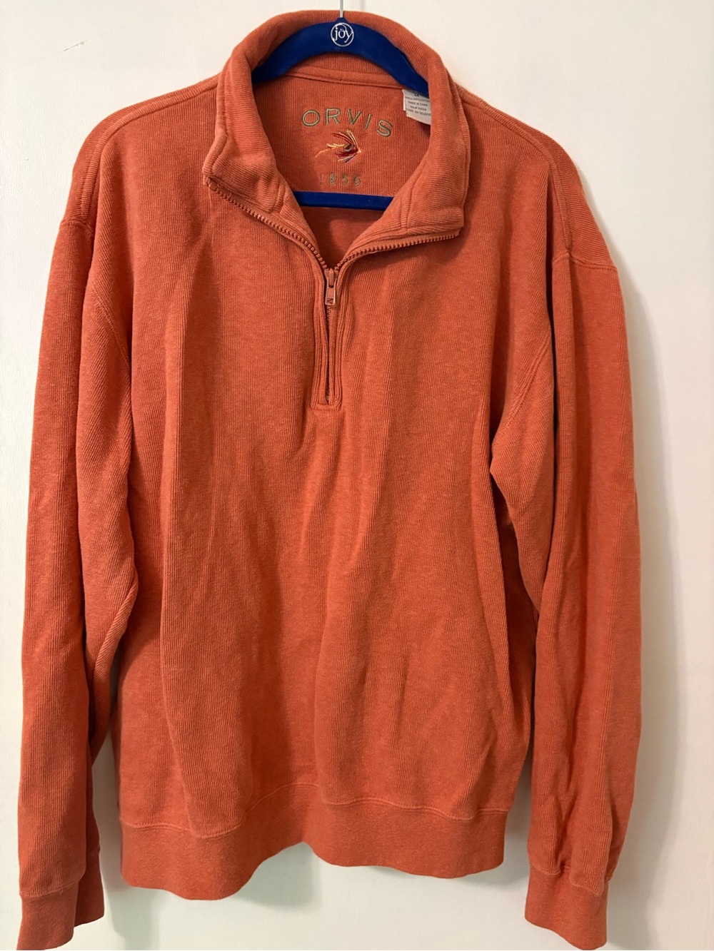 Vintage Orvis Men’s Quarter-Zip Pullover Sweater - Orange